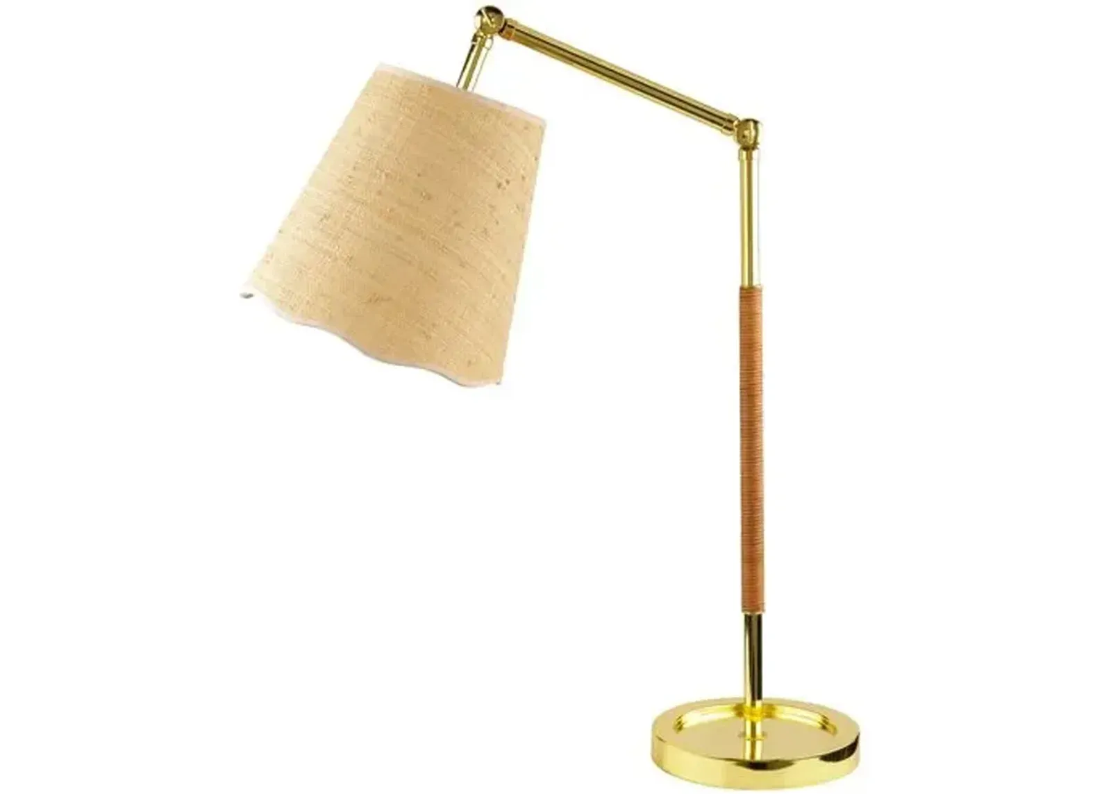 Kai Adjustable Accent Table Lamp - Brass/Jute - Yellow - 25Hx16.5Wx9D in