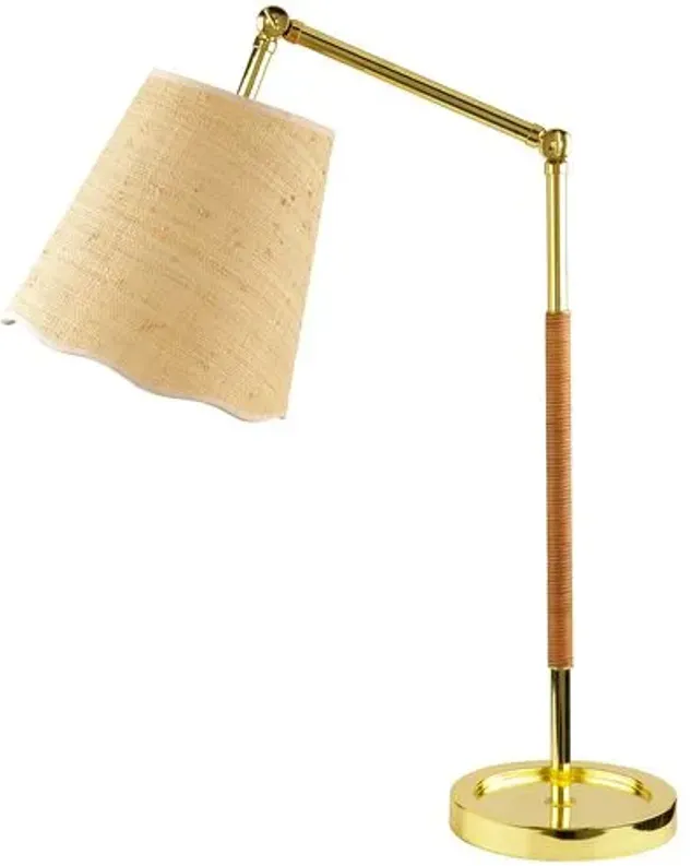 Kai Adjustable Accent Table Lamp - Brass/Jute - Yellow - 25Hx16.5Wx9D in