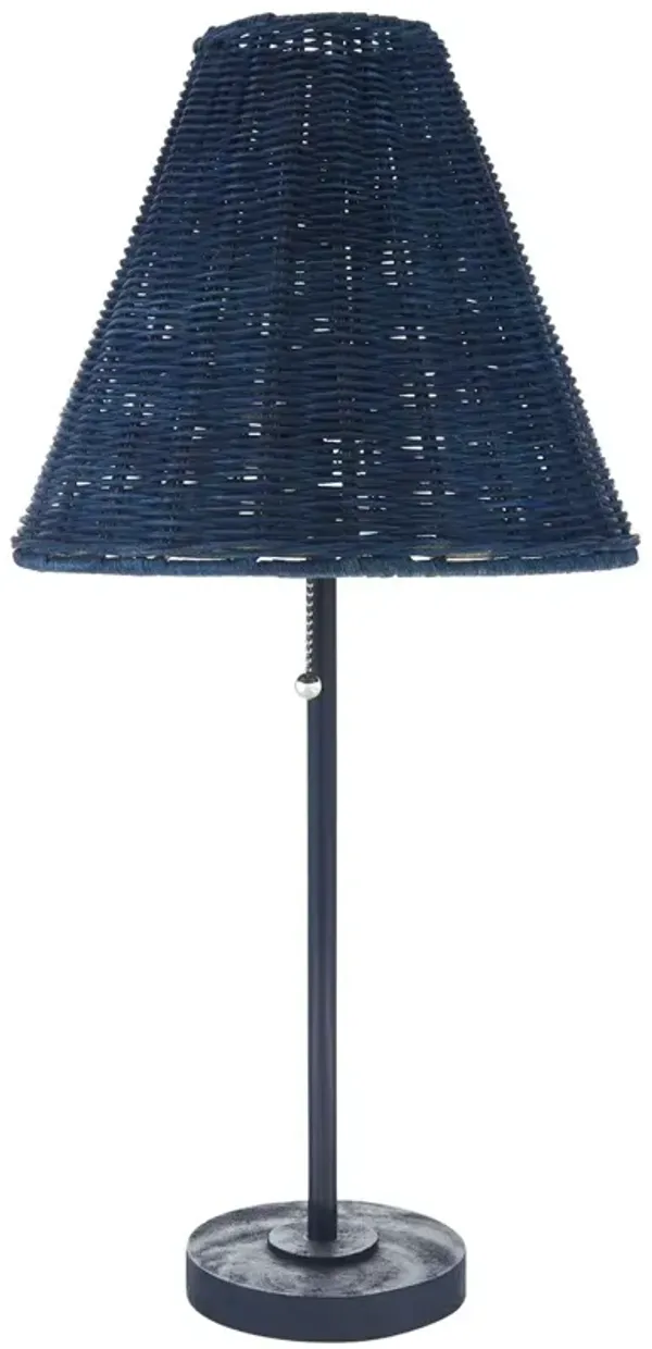 Caspian Rattan Accent Table Lamp - Blue - 23Hx5.25Wx5.25D in
