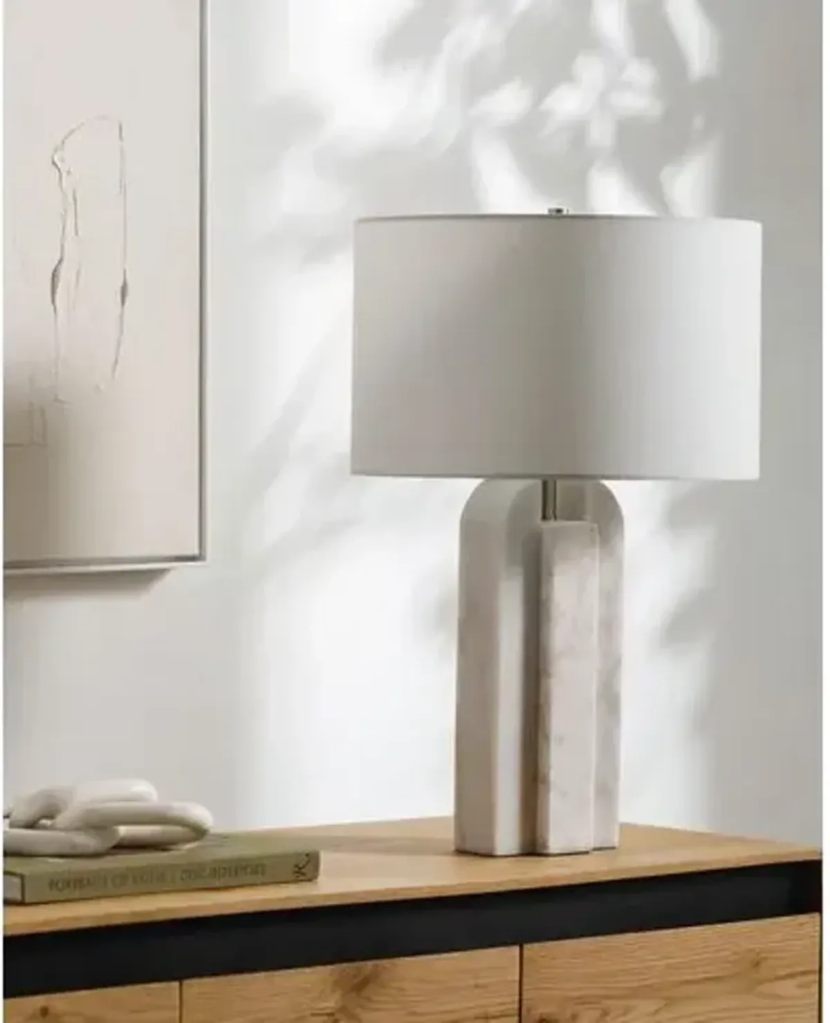 Atlas Marble Table Lamp - White