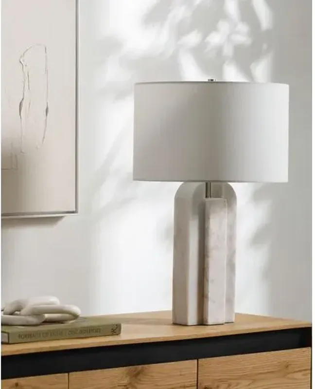 Atlas Marble Table Lamp - White