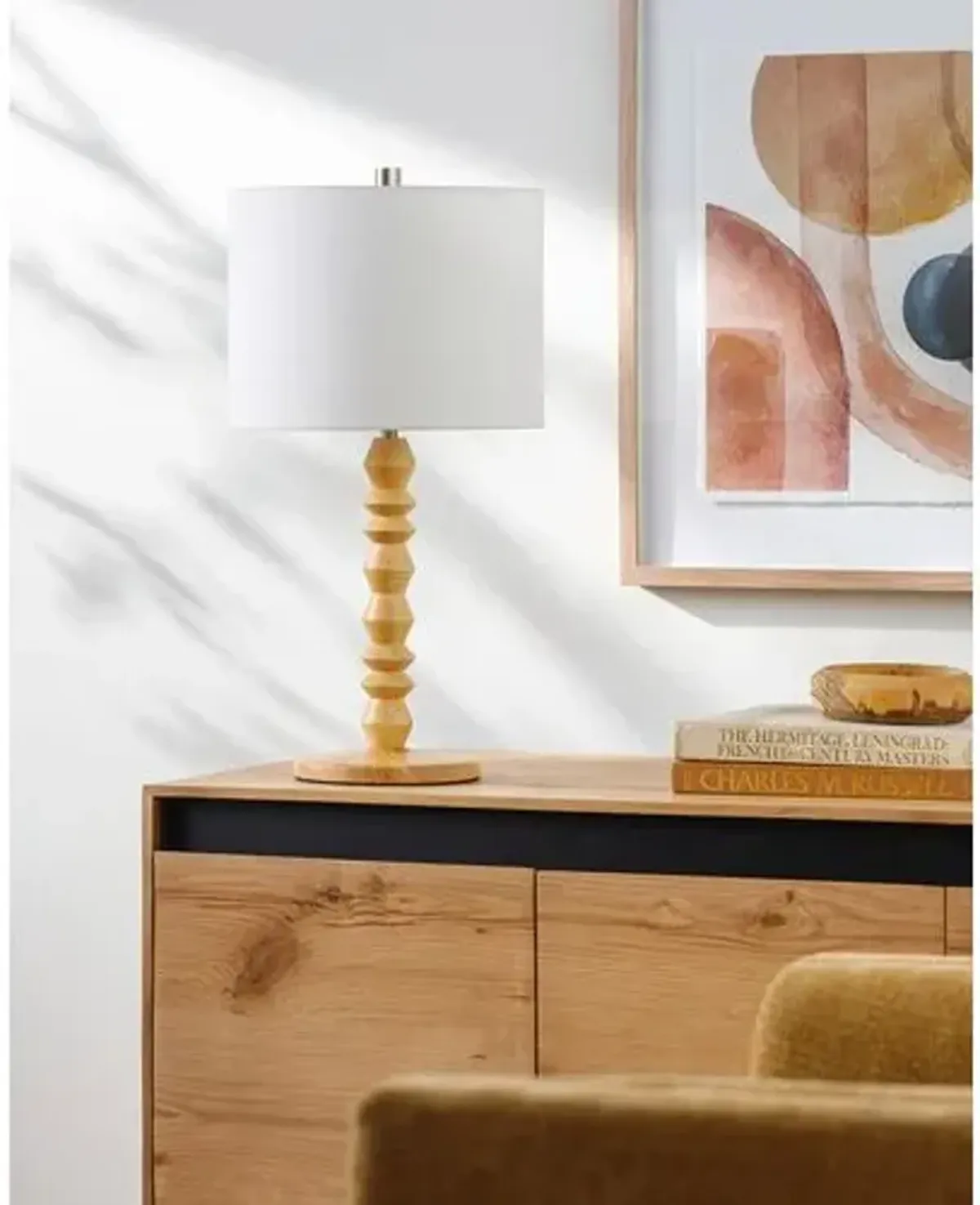 Anya Wood Veneer Table Lamp - Natural - Beige