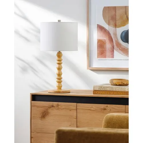 Anya Wood Veneer Table Lamp - Natural - Beige