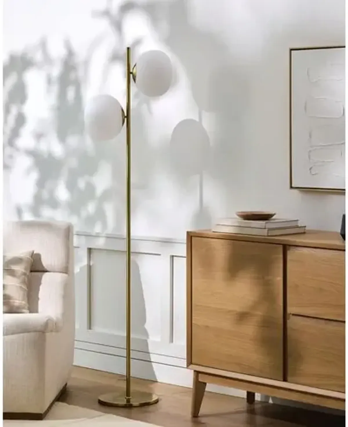 Hester Globe Floor Lamp - Brass