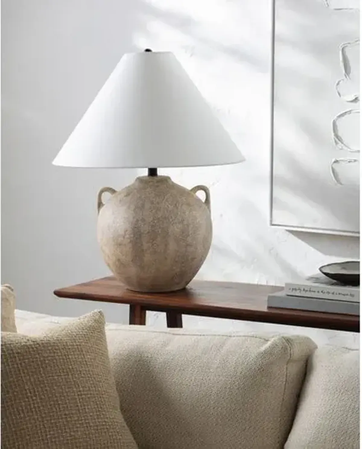 Dune Ceramic Jar Table Lamp - Gray