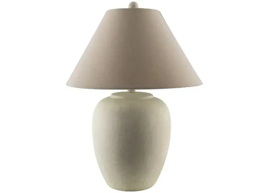 Merike Antiqued Ceramic Table Lamp - White/Beige