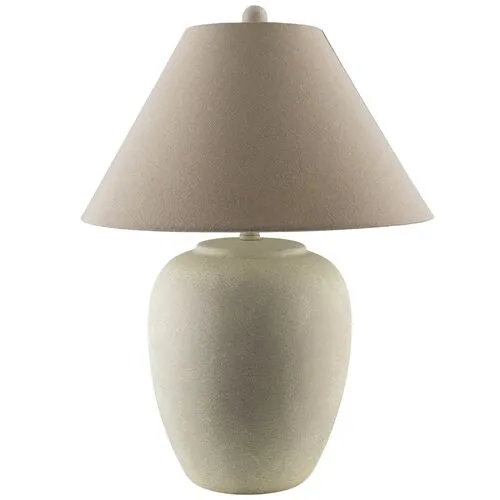 Merike Antiqued Ceramic Table Lamp - White/Beige