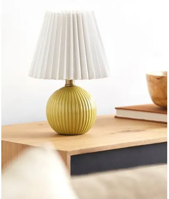 Loula Textured Accent Table Lamp - Yellow - 12Hx7.7Wx7.7D in