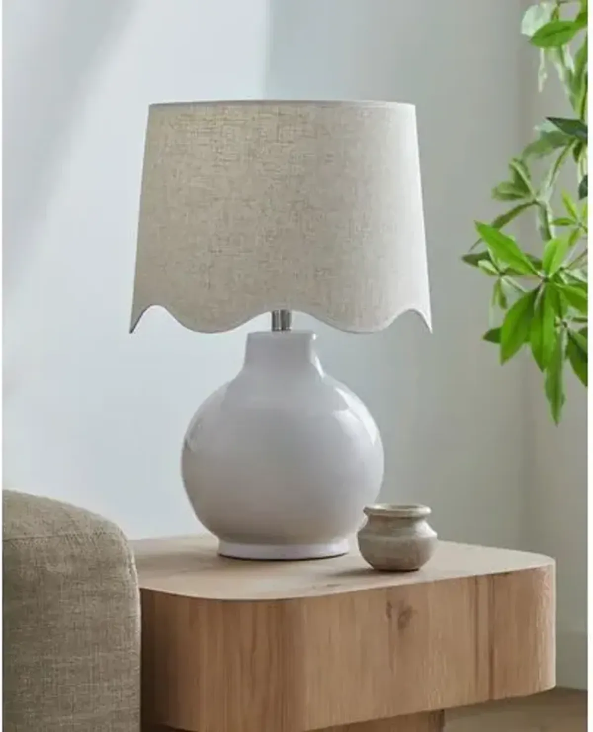 Joy Scallop Shade Table Lamp - White