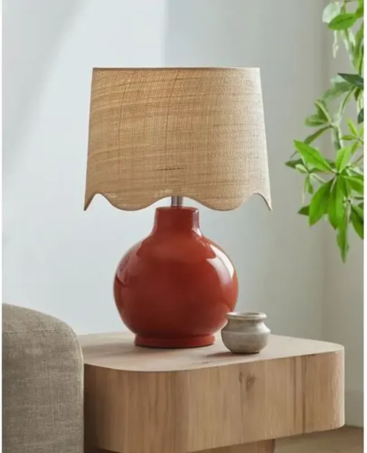 Joy Scallop Shade Table Lamp - Red