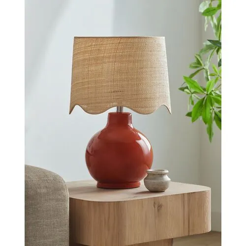 Joy Scallop Shade Table Lamp - Red