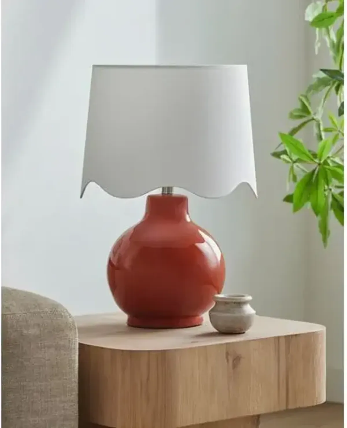 Joy Scallop Shade Table Lamp - Red