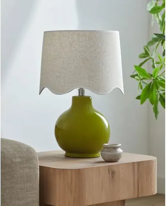 Joy Scallop Shade Table Lamp - Green