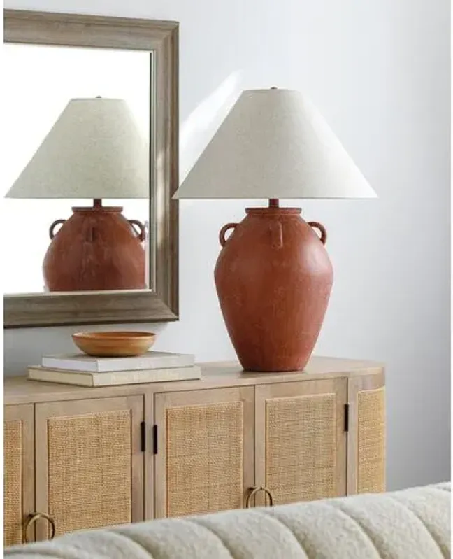 Mira Jar Table Lamp - Red/Wheat