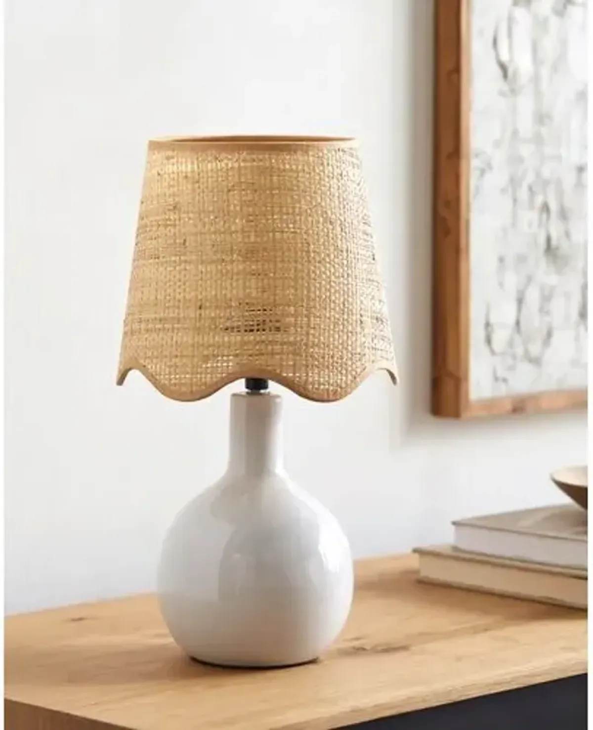 Noa Scallop Shade Table Lamp - White