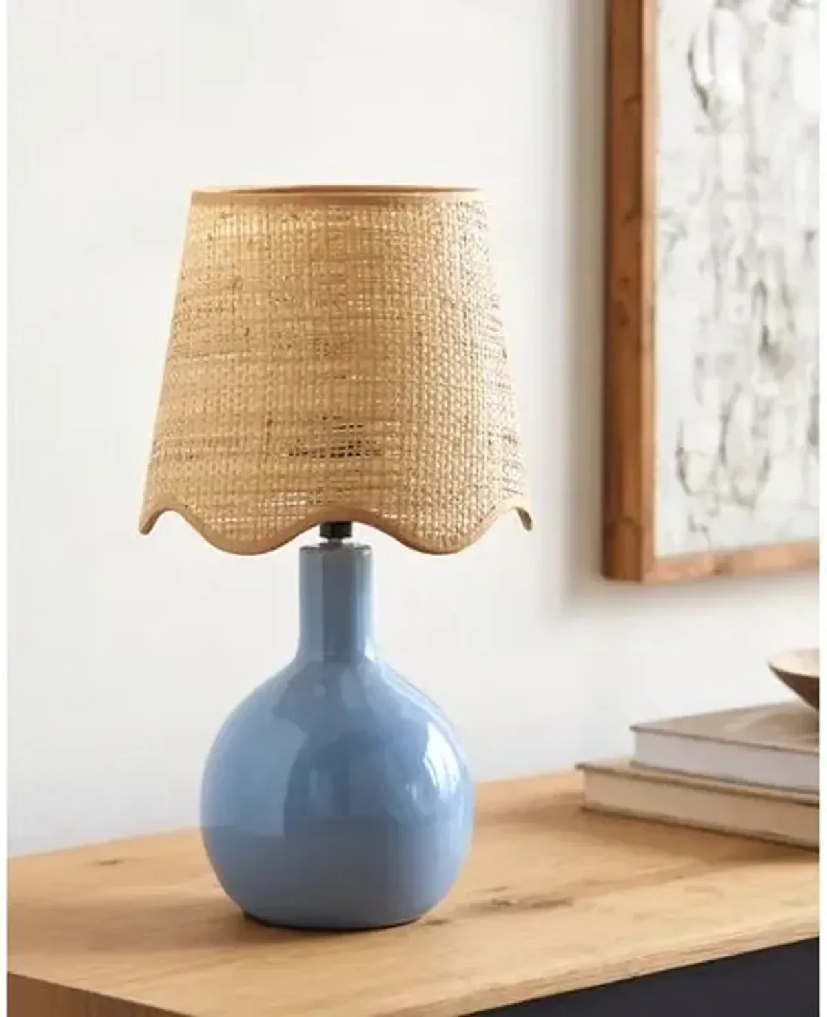 Noa Scallop Shade Table Lamp - Blue