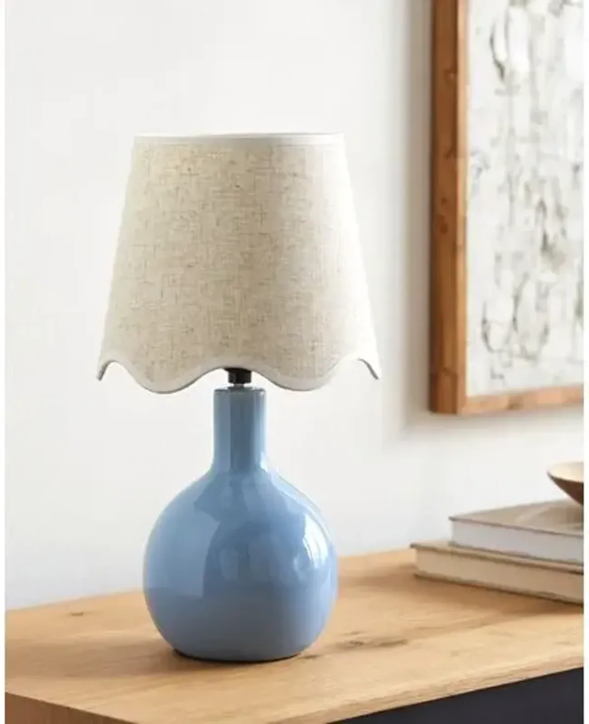 Noa Scallop Shade Table Lamp - Blue