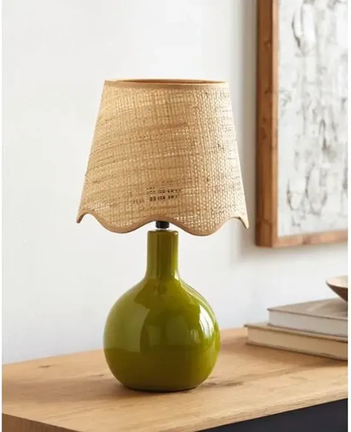 Noa Scallop Shade Table Lamp - Green