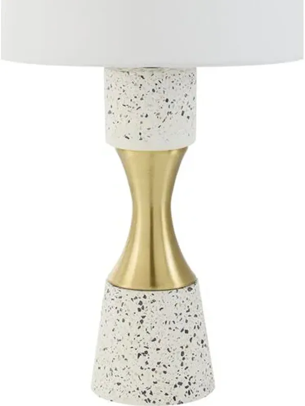 Knox Plated Cement Table Lamp - White/Gold