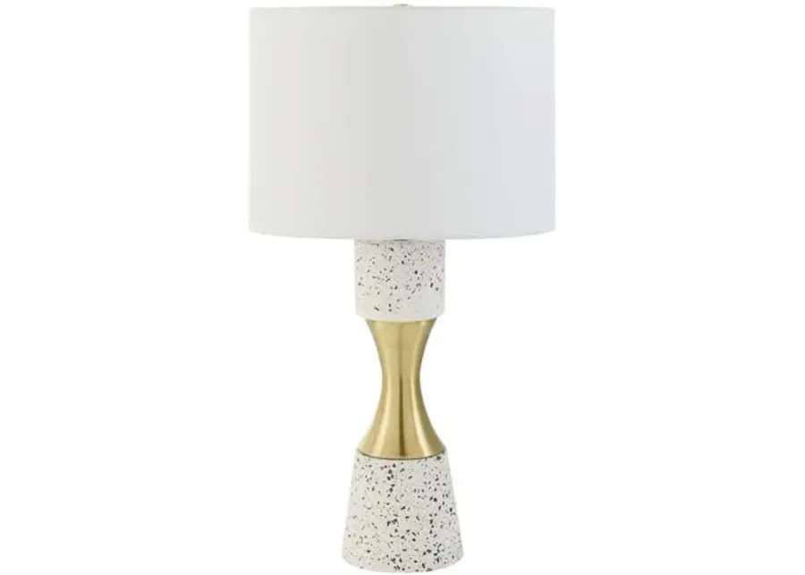 Knox Plated Cement Table Lamp - White/Gold