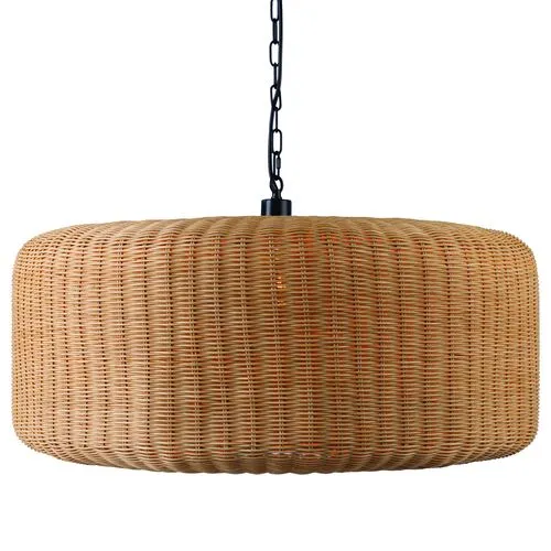 Cora Coastal Pendant - Natural Rattan - Black