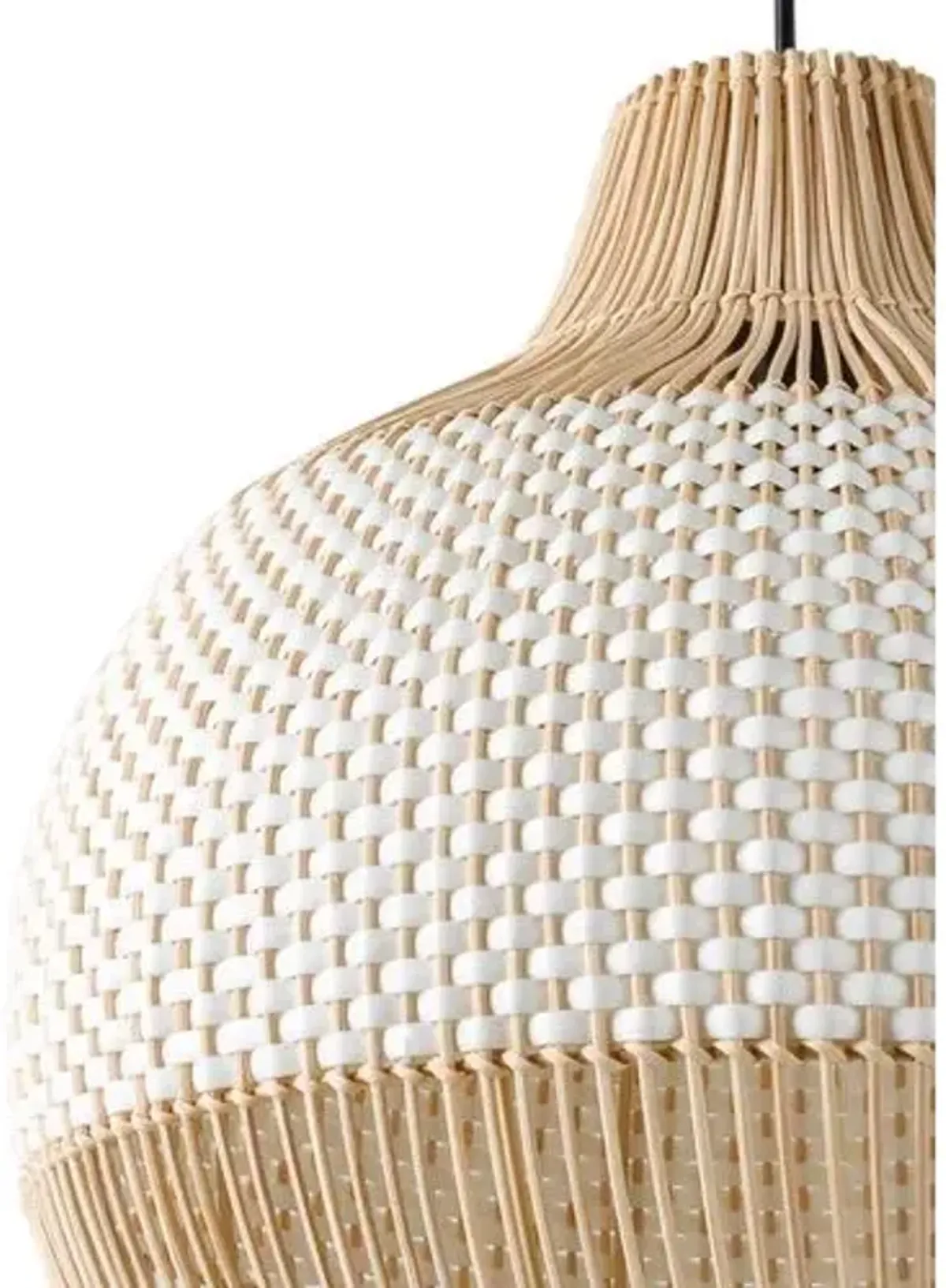 Kezia Rattan Pendant - Natural/White - Black