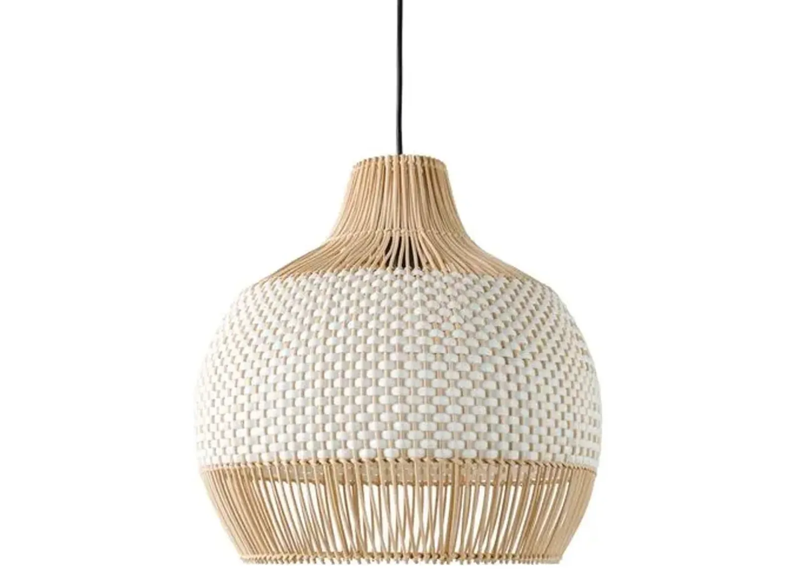 Kezia Rattan Pendant - Natural/White - Black