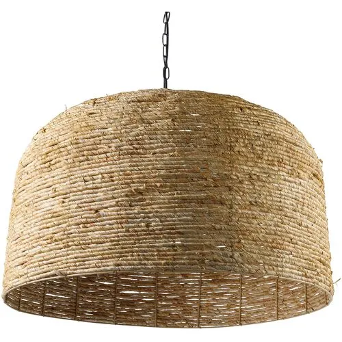 August Rattan Dome Pendant - Natural - Beige