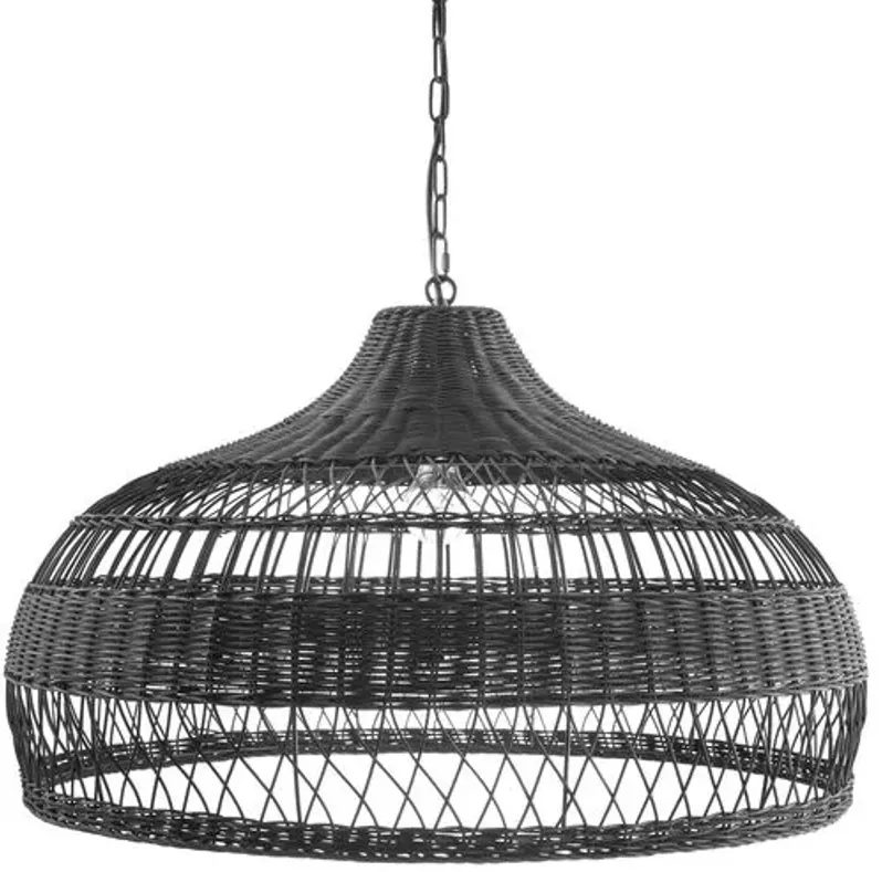 Isla Rattan Pendant - Black