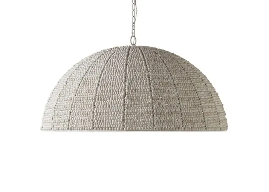 Cordelia Beaded Dome Pendant - Cream - White