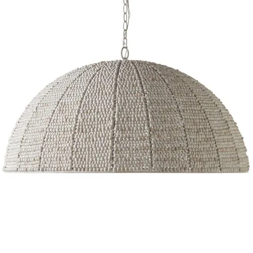 Cordelia Beaded Dome Pendant - Cream - White