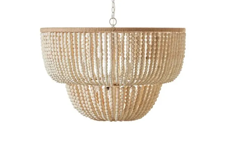 Lana Two-Tier Beaded Pendant - Cream - White