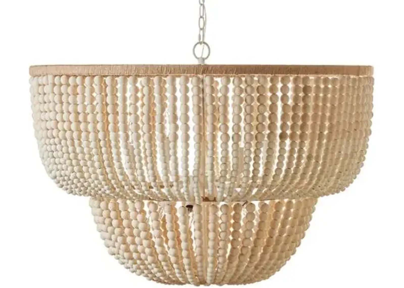 Lana Two-Tier Beaded Pendant - Cream - White