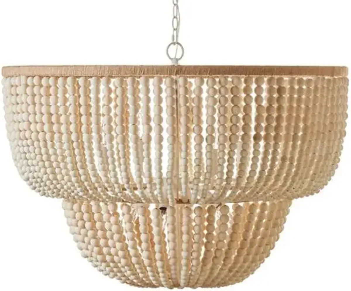 Lana Two-Tier Beaded Pendant - Cream - White