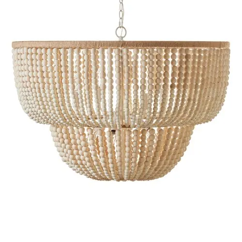 Lana Two-Tier Beaded Pendant - Cream - White