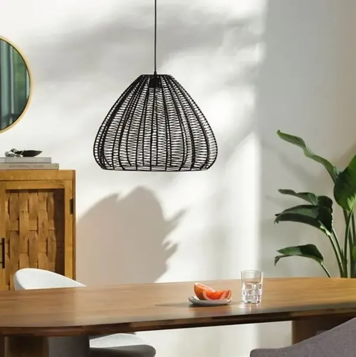 Tulum Rattan Pendant - Black