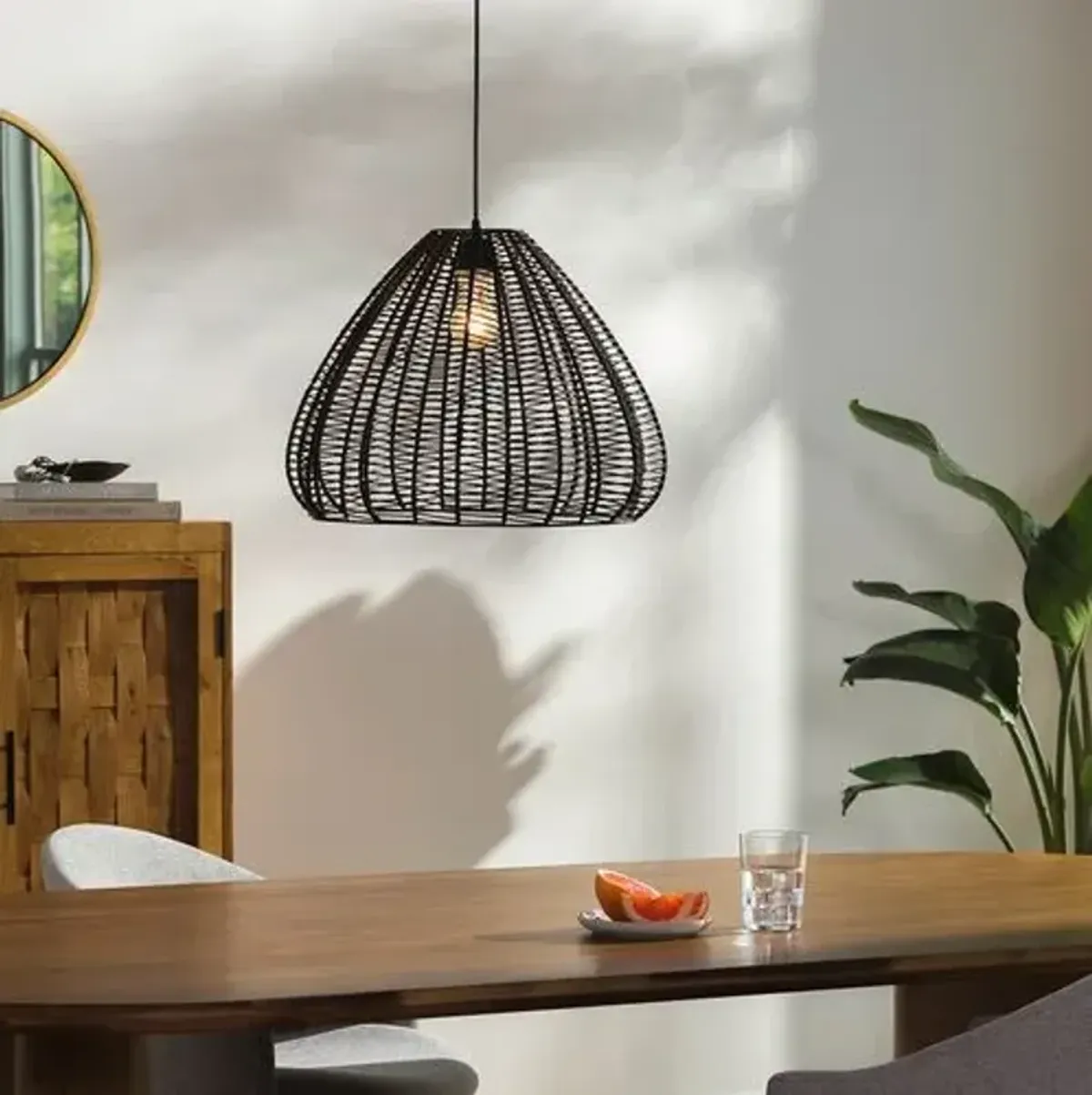 Tulum Rattan Pendant - Black