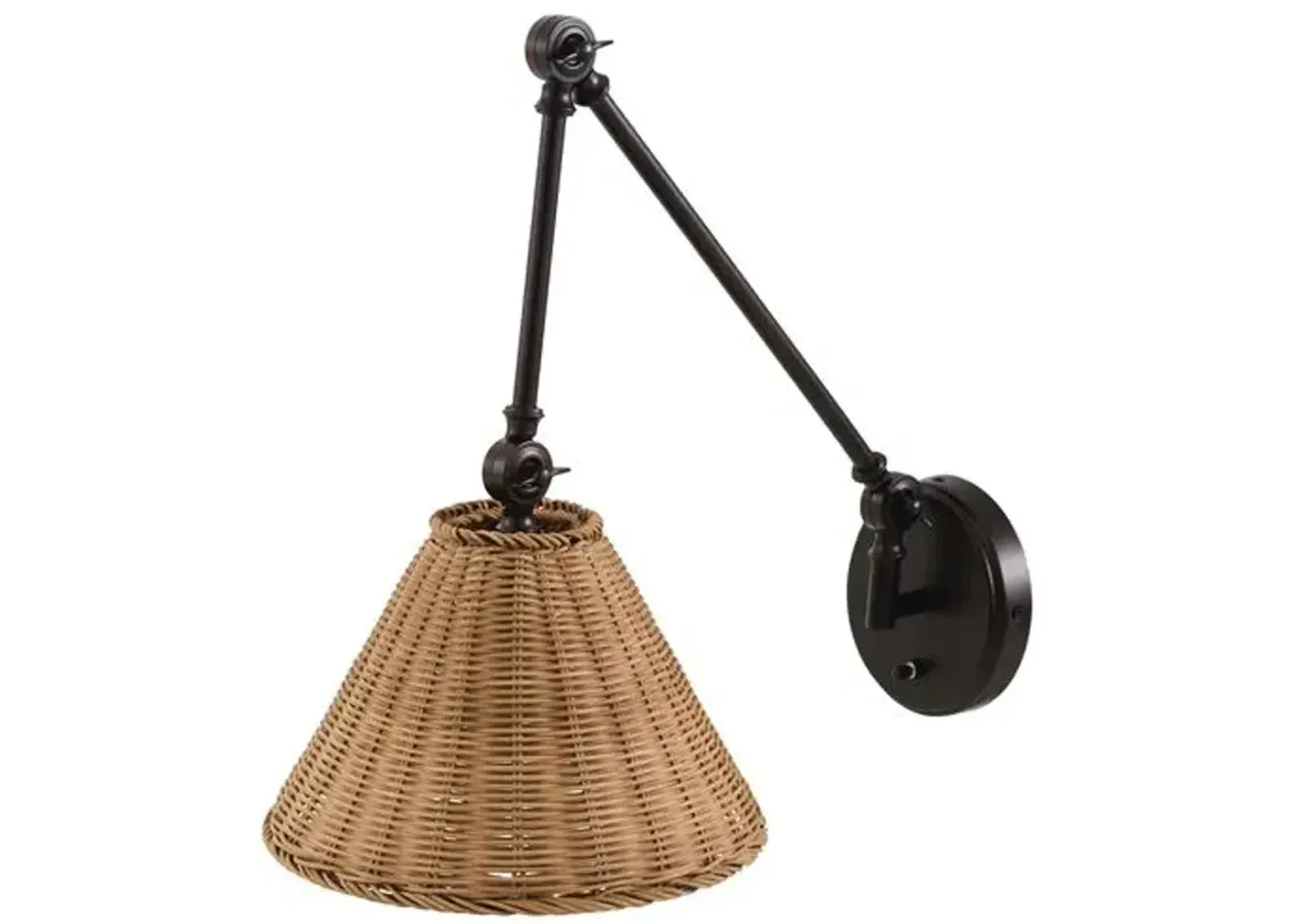 Tulum Rattan Adjustable Wall Sconce - Black/Natural