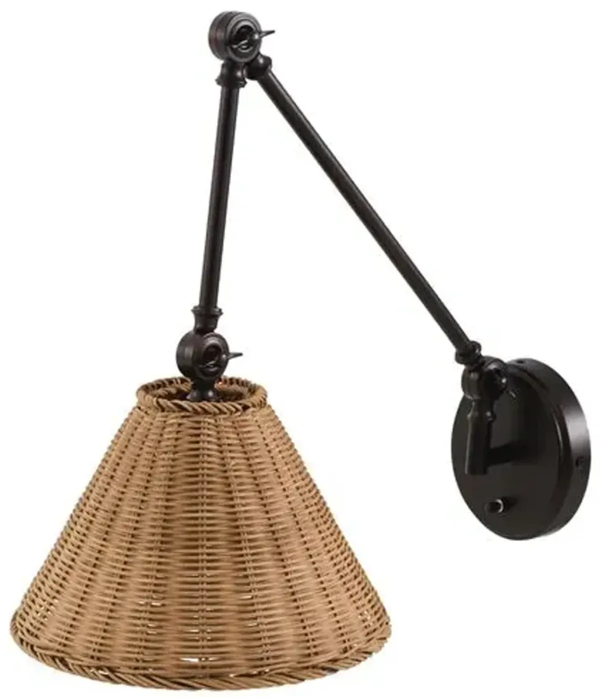 Tulum Rattan Adjustable Wall Sconce - Black/Natural