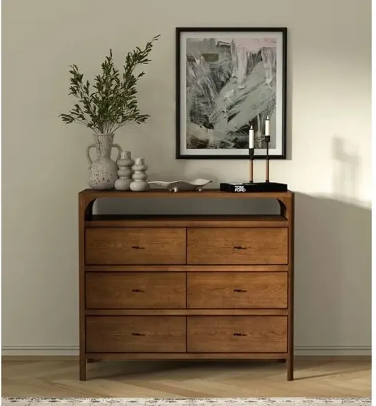 Hugo 6-Drawer Oak Dresser - Natural - Tulsi Home - Brown