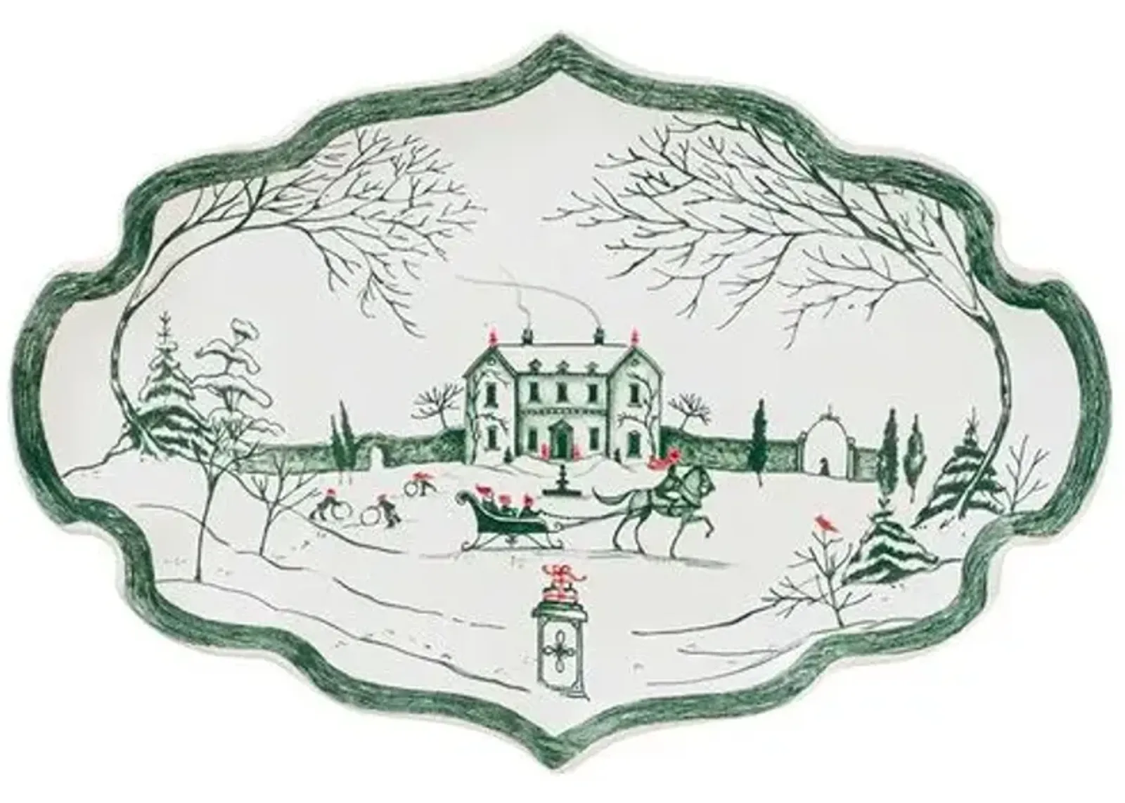 Country Estate Winter Frolic 7" Tray - Juliska - Green