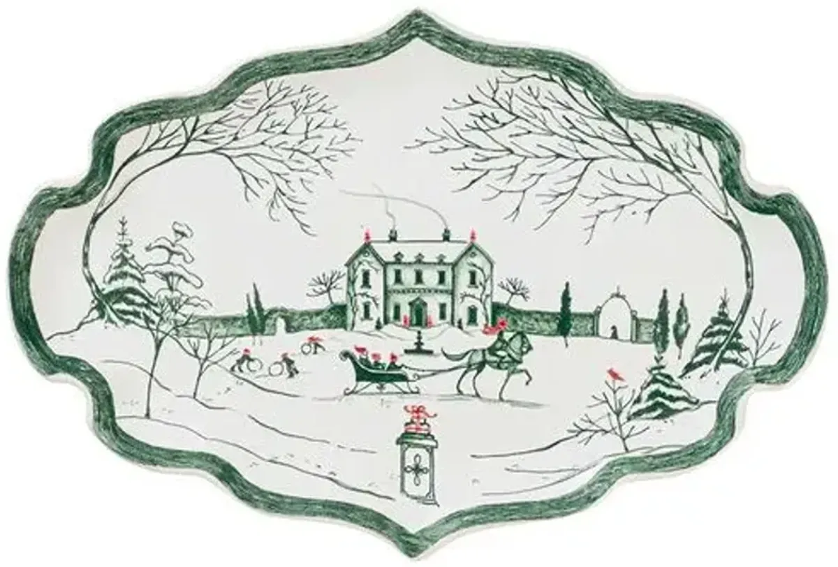 Country Estate Winter Frolic 7" Tray - Juliska - Green