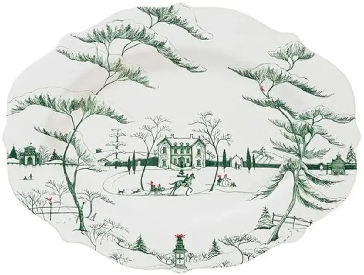 Country Estate Winter Frolic 18" Platter - Evergreen - Juliska