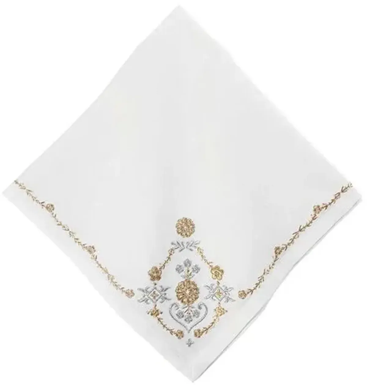 Heidi Embroidered Napkin - Gold/Silver - Juliska