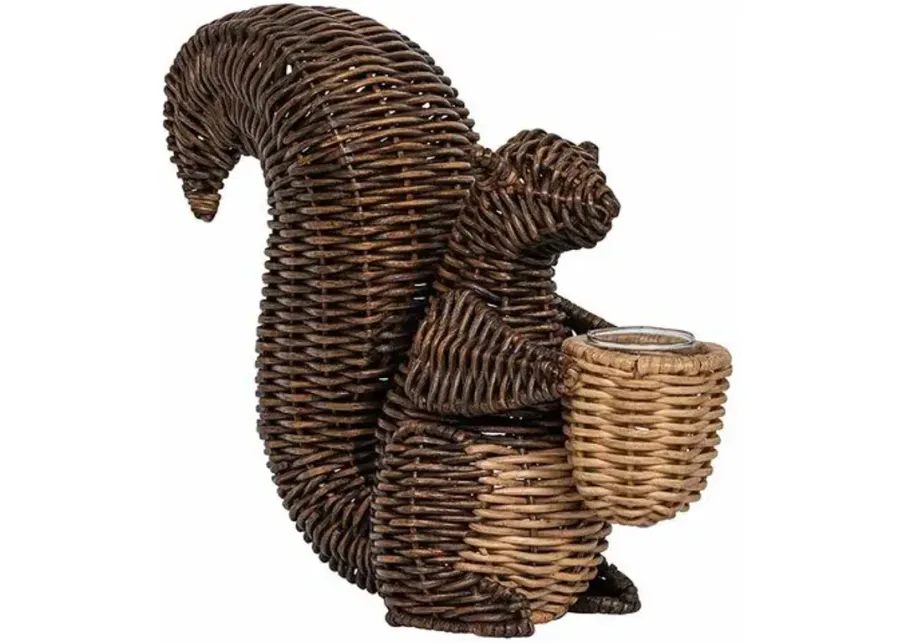 Devon Willow Squirrel Flameless Candle Holder - Juliska - Brown