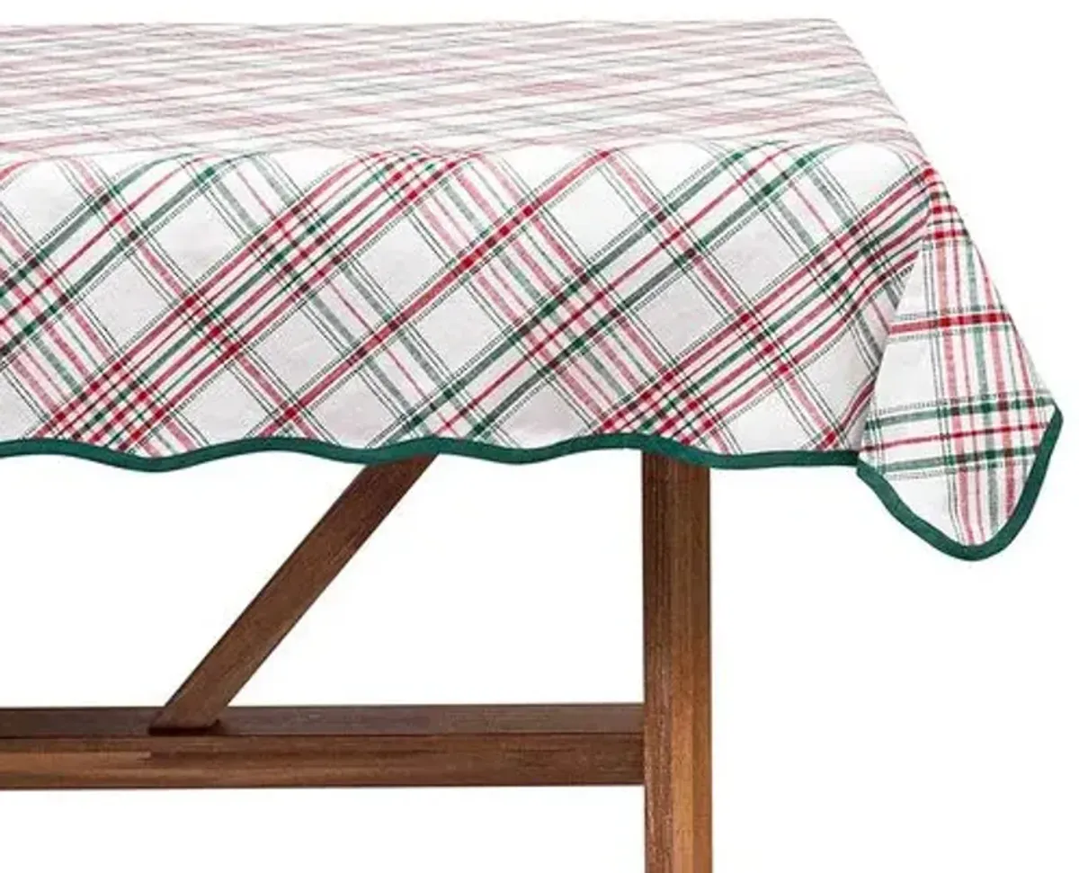 Merry Tartan 52" Square Tablecloth - Juliska - Red