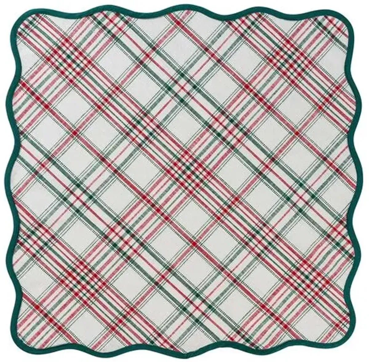 Merry Tartan 52" Square Tablecloth - Juliska - Red