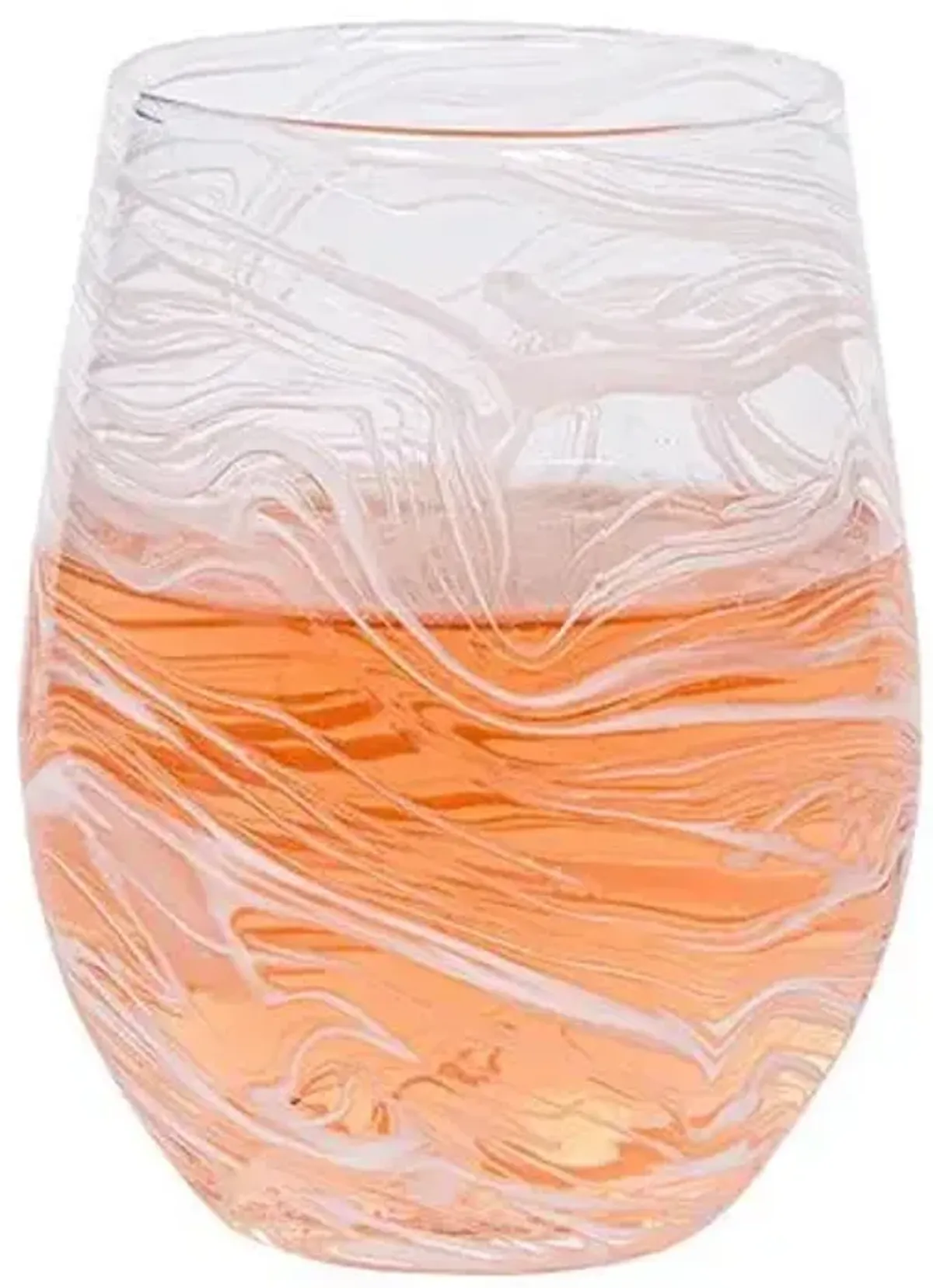 Puro Marbled Stemless Wine Glass - Juliska - White