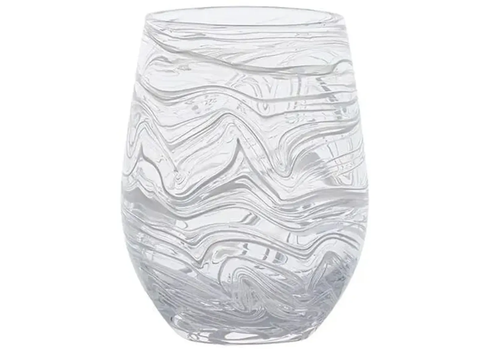 Puro Marbled Stemless Wine Glass - Juliska - White