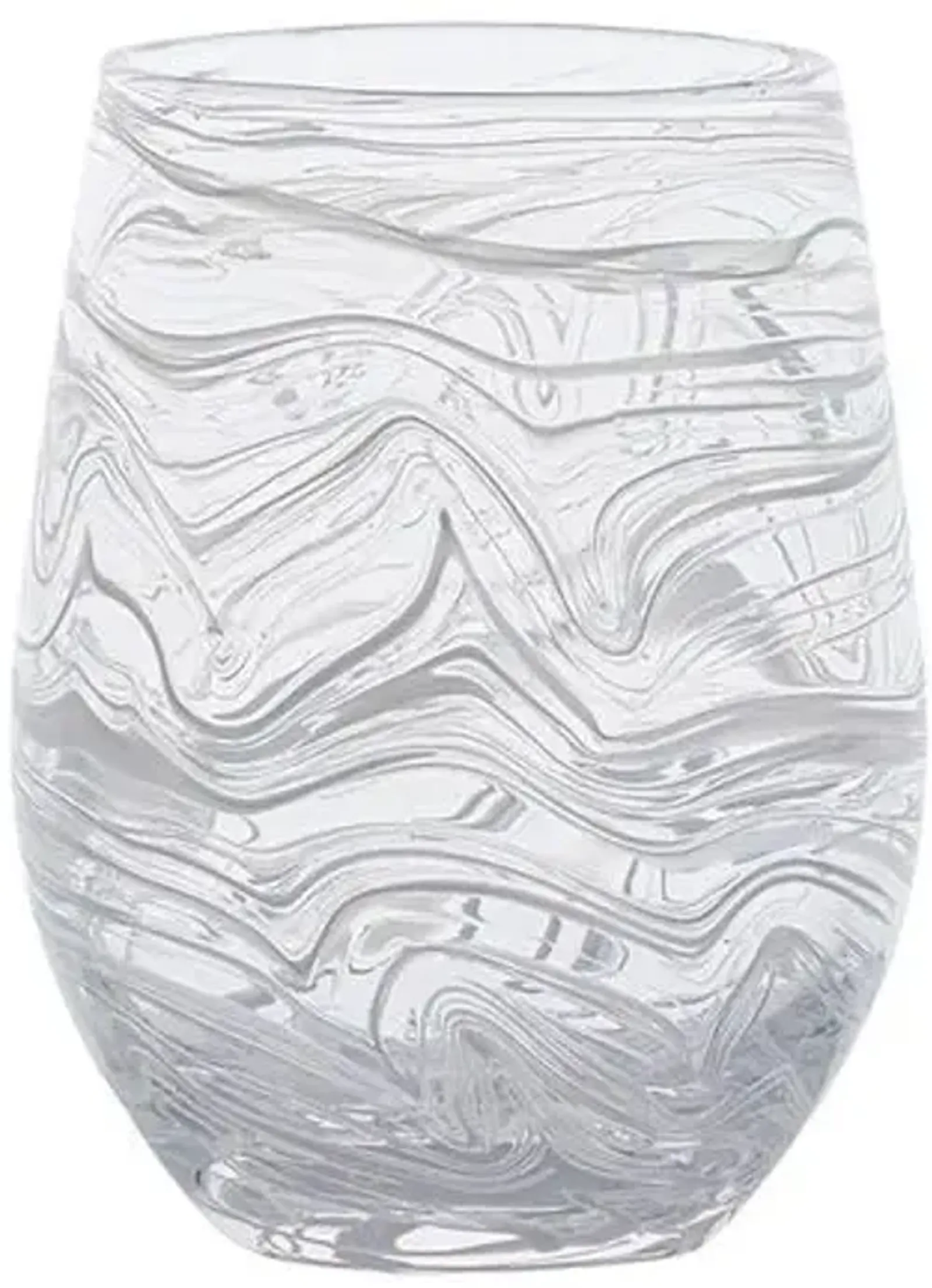 Puro Marbled Stemless Wine Glass - Juliska - White